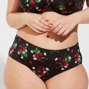 ❤️NWT VINTAGE TORRID PANTY - MICROFIBER FLORAL STRAWBERRY - CAGE BACK HIPSTER